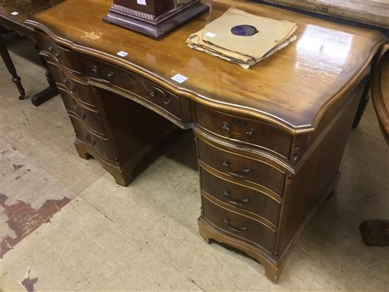 Yew wood pedestal desk